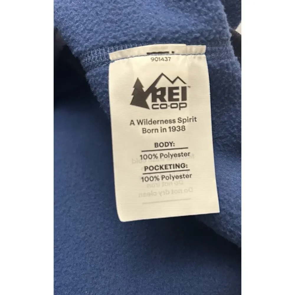 REI Co-op Groundbreaker Blue Full Zip Stand Collar Pocket Fleece Jacket Men’s XL